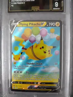 2021 Pokemon Celebrations Flying Pikachu V Halo Mint 9 GMA Grading - Image 3