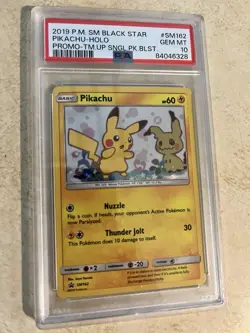Pokemon TCG 2019 SM Black Star Promo Pikachu Holo SM162 PSA 10 - Image 1