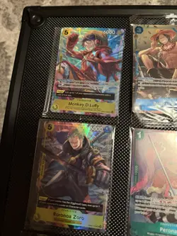 One Piece CCG Promo Card Lot OP13/OP07 6 Cards, Luffy, Ace, Perona & More! - Image 3