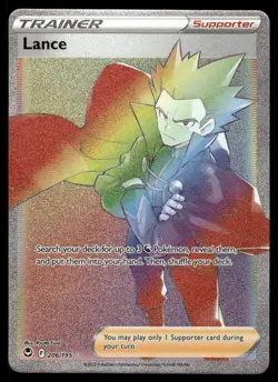 Pokemon Cards Lance 206/195 Silver Tempest Rare Rainbow NM *2 - Image 1