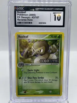 Nuzleaf 43/107 EX Deoxys 43/107 Reverse Holo Stamped Pokemon TCG Card CGC 10 - Image 1