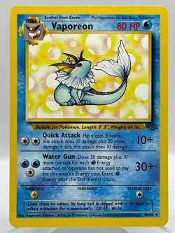 Vaporeon 28/64 Jungle Unlimited Non Holo Rare WotC Vintage Pokemon TCG Card - Image 1