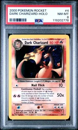 2000 Pokemon Dark Charizard Holo 4/82 Team Rocket Unlimited PSA 8 WOTC - Image 1