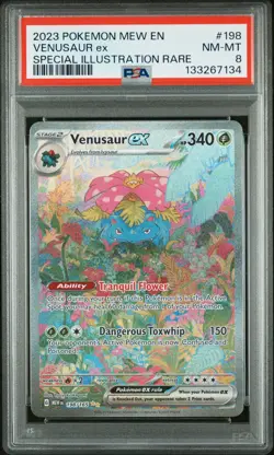 2023 POKEMON MEW EN-151 SPECIAL ILLUSTRATION RARE #198 VENUSAUR EX PSA 8 - Image 1
