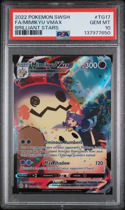 2022 POKEMON SWORD & SHIELD BRILLIANT STARS TG17 FULL ART/MIMIKYU VMAX | PSA 10 - Image 1