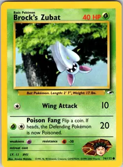 Brock's Zubat (74) 074/132 Gym Heroes Pokemon NM Unlimited - Image 1