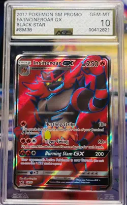 2017 Pokemon Sun & Moon Incineroar Gx SM38 Black Star Promo AGS 10 GEM-MT POP 1 - Image 1