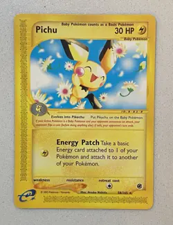 2002 Pokemon Expedition Non-Holo Pichu 58/165 Never Played - Image 1