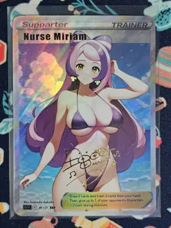 CUSTOM Nurse Miriam Pokemon Anime Waifu Sexy Doujin ACG/CCG DIY Trainer Art Card - Image 1