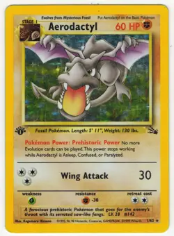 Aerodactyl 1/62 - Fossil 1st Edition Pokemon Card Holo MP/HP - Image 1