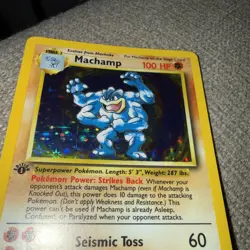 First edition (1st) holographic Machamp, holo, base set, M/NM, pokemon card - Image 3
