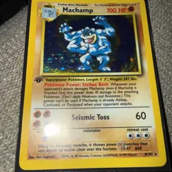 First edition (1st) holographic Machamp, holo, base set, M/NM, pokemon card - Image 4