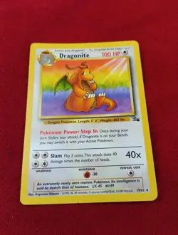 Pokemon TCG Dragonite Fossil Card 19/62 Rare 1999 Moderately Played Condition - Image 1