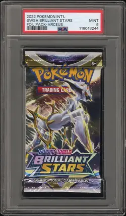 2022 POKEMON SWORD & SHIELD BRILLIANT STARS BOOSTER PACK ARCEUS PSA 9 MINT - Image 1