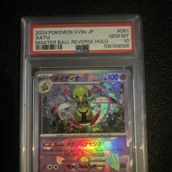 Pokemon 2024 Xatu Master Ball Reverse Holo PSA 10 Sv8a 061/187 Japanese - Image 1