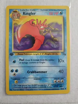 Pokemon TCG Kingler Fossil 38/62 Uncommon 1st Edition Stage 1 60 HP Regular - Image 1