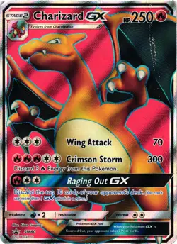 Pokemon TCG Charizard GX Full Art Holo Card SM60 SM Promos DMG - Image 1