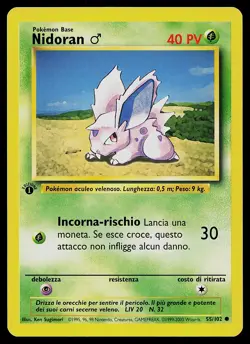 Pokemon Card - Nidoran M ITALIAN Base Set 55/102 Common 1st Edition - Image 1
