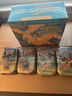 Lot of 5 Pokemon TCG Ascended Heroes Elite Trainer Box ETB & 4 Mini Tins New 🔥 - Image 1