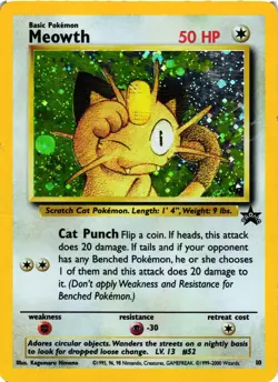 Pokemon TCG Meowth Black Star Promos Holo 10 DMG - Image 1