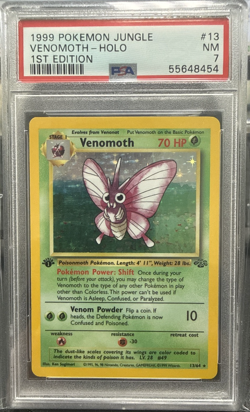 1999 POKEMON JUNGLE 1ST EDITION #13 VENOMOTH-HOLO PSA 7 - Image 1