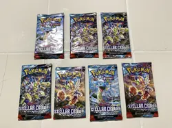 7 Pokemon Scarlet & Violet Stellar Crown Booster Packs New Factory Sealed Lot - Image 1