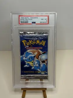 Pokemon Blastoise Pack 1999 Base Set Base Foil Pack PSA 8 - Image 1