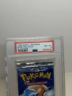 Pokemon Blastoise Pack 1999 Base Set Base Foil Pack PSA 8 - Image 3
