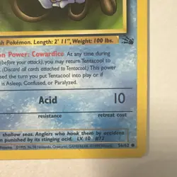 Tentacool 56/62 Common (1st Edition) Pokemon TCG: Fossil 1999 Wizards - Image 4