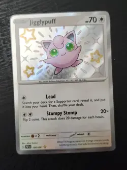 Pokemon Jigglypuff TCG Shiny Holo Rare Card Paldean Fates 198/091 - Image 1