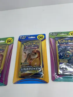 3 Pokemon Unbroken Bonds DG Sun&Moon 2 Mini Booster Packs + Bonus Card NEW - Image 3