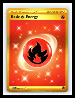 💥 Basic Fire Energy - 230/197 - Pokemon Obsidian Flames Secret Rare Gold Holo - Image 1
