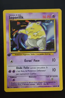 Pokemon TCG DROWZEE 1ST EDITION FRENCH SOPORIFIK Base Set 49/102 NM - Image 1