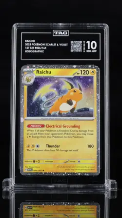 2023 POKEMON 151 SV MEW-EN RAICHU COSMOS HOLO #026/165 TAG 10 TOP GRADE - Image 1