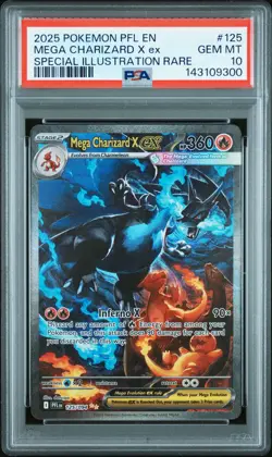 2025 POKEMON PFL EN-PHANTASMAL FLAMES #125 MEGA CHARIZARD X EX PSA 10 - Image 1