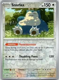 Snorlax 143/165 UC 151 Pokemon Reverse Holo Near Mint - Image 1