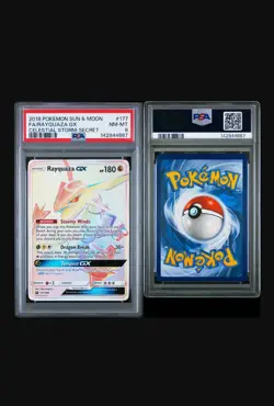 PSA 8 NM-MT Rayquaza GX 177/168 Secret Rare 2018 Celestial Storm Pokemon Card - Image 3