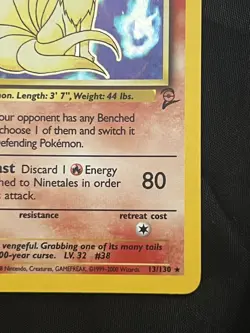 Pokemon WOTC Base Set 2 NINETALES Holo Rare Foil 13/130 Pokemon Card NM-LP SWIRL - Image 4