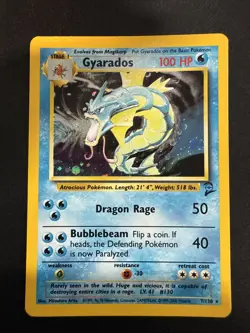 Pokemon TCG Gyarados Holo Rare Card 7/130 Base Set 2 Swirl - Image 1
