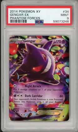 2014 Pokemon XY Phantom Forces Gengar EX #34 PSA 9 - Image 1