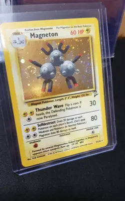 HOLO VINTAGE Pokemon Magneton Base Set 2 Holo Rare 9/130 Big Swirl. Very Clean! - Image 1