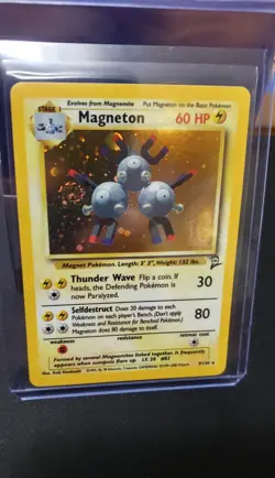 HOLO VINTAGE Pokemon Magneton Base Set 2 Holo Rare 9/130 Big Swirl. Very Clean! - Image 3