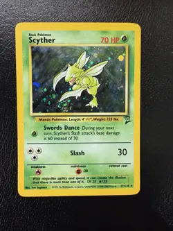 1999 Pokemon TCG Base Set 2 Scyther 17/130 Holo Rare With Swirl 🌀 LP - Image 1