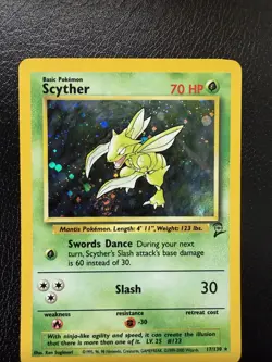 1999 Pokemon TCG Base Set 2 Scyther 17/130 Holo Rare With Swirl 🌀 LP - Image 2