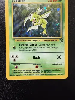 1999 Pokemon TCG Base Set 2 Scyther 17/130 Holo Rare With Swirl 🌀 LP - Image 3