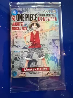 One Piece College Basketball US Voyage Monkey.D.Luffy Card In Package w/ Poster - Image 1