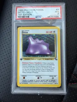 1999 POKEMON FOSSIL 1ST EDITION #3 DITTO-HOLO PSA 7 - Image 1