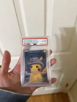 Pokemon Pikachu Grey Felt Hat Promo Card Van Gogh Museum, PSA 10 - Image 3
