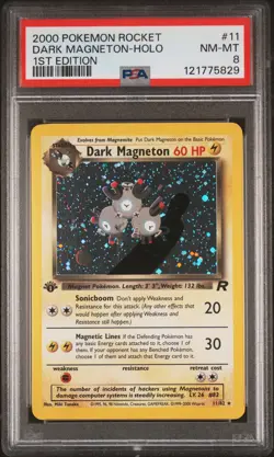 Dark Magneton-Holo Pokemon Rocket 11 NM PSA 8 - Image 1