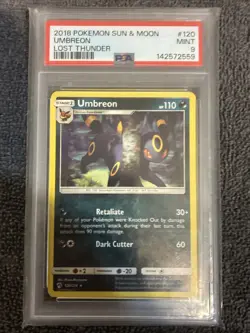 2018 POKEMON SUN & MOON LOST THUNDER #120 UMBREON - PSA 9 - Image 1
